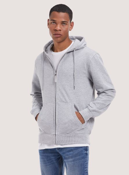 Cotton Zip Hoodie Sweatshirts Mgy2 Grey Mel Medium Men