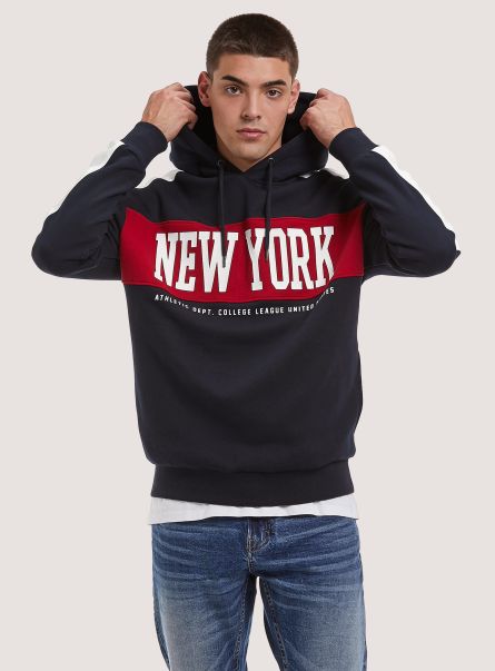 Men Sweatshirts Na1 Navy Dark Hoodie With Print