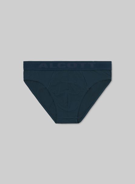 Underwear Stretch Cotton Briefs With Logo Ob2 Blue Oil Med. Men