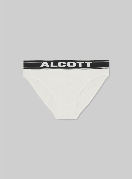 Stretch Cotton Briefs With Logo Men Underwear Wh1 Off White