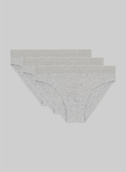 Set Of 3 Pairs Of Stretch Cotton Briefs Mgy2 Grey Mel Medium Men Underwear