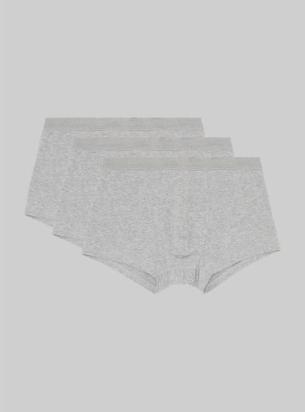 Mgy2 Grey Mel Medium Underwear Men Set Of 3 Pairs Of Stretch Cotton Boxer Shorts
