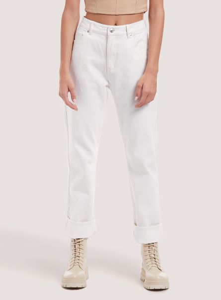 Straight Fit Twill Trousers Wh1 Off White Women Trousers