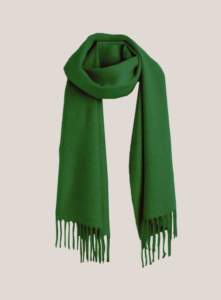 Scarves Women Solid-Coloured Scarf With Fringes Gn2 Green Medium